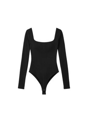 Sunday Best Black Ribbed Long Sleeve Bodysuit